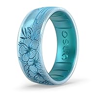 Enso Rings Etched Classic Silicone Rings - Comfortable and Flexible Design - 8mm Wide, 2.16 Thick