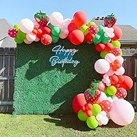 Strawberry Balloon Arch Kit 31pcs Red Pink Green with Strawberry Mylar Balloon for Sweet One Baby Shower Berry First Birthday Party Decoration