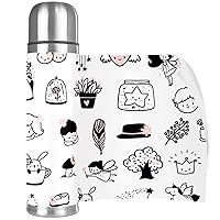 Stainless Steel Leather Vacuum Insulated Mug Prince Princess White Thermos Water Bottle for Hot and Cold Drinks Kids Adults 16 Oz