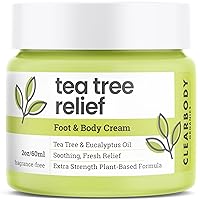 Clearbody Organics Tea Tree and Eucalyptus Athlete Foot and Body Cream - Advanced Natural Blend for Daily Skin Hydration and Refreshment, Ideal for Revitalizing Dry Feet - 2oz