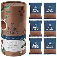 Body Restore Shower Steamers Aromatherapy 6 Packs - Christmas Gifts Stocking Stuffers, Relaxation Birthday Gifts for Women and Men, Stress Relief and Luxury Self Care - Coffee