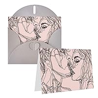 Greeting Cards Women Men Kissing Printed Thank You Card With Envelopes Funny Birthday Card For All Occasion Holiday Christmas Birthday Party Card Gifts 4 X 6 Inch