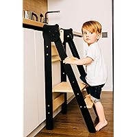 Foldable Wooden Toddler Learning Tower - Versatile Folding Step Stool for Kids - Standing Tower for Kitchen Counter with Adjustable Height - Multifunctional Lightweight Step High Chair