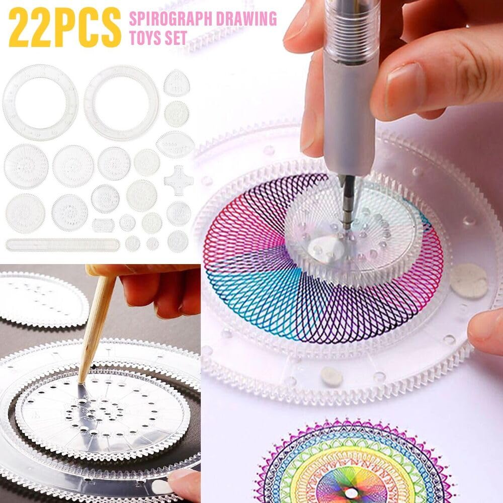 22Pcs Drawing Art Toy Students Geometric Spiral Stationery Tool Spirograph Ruler