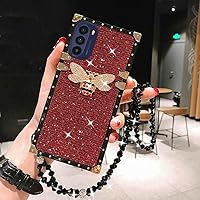 for Motorola Moto G Stylus 5G 2022 Phone Case Cover Luxury Bling Glitter Sparkle Cute Soft Shockroof with Crystal Strap for Women - RED Butterfly