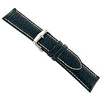 22mm deBeer Navy White Stitch Genuine Sports Leather Padded Mens Watch Band Reg
