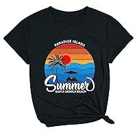 Todays Daily Deals Women'S Summer Tee Shirt Crew Neck Sunset Graphic Shirts Casual Basic Beach Tops Cozy Trendy Cute T-Shirt Tunic Teal Shirts For Women