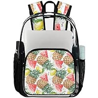 Summer Fruits Pineapple（1） Clear Backpack Heavy Duty Transparent Bookbag for Women Men See Through PVC Backpack for Security, Work, Sports, Stadium