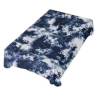ALAZA Shibori Tie Dye Batik Navy Blue Table Cloth Square 54 x 54 Inch Tablecloth Anti Wrinkle Table Cover for Dining Kitchen Parties