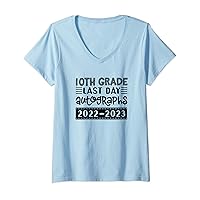Womens End School Year / 10th Grade Student 2022-2023 Write Names V-Neck T-Shirt