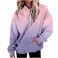 ZunFeo Trendy Hoodies for Women Drawstring Long Sleeve Pullover Tops Gradient Hooded Sweatshirts Fashion Y2k Clothes