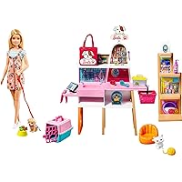 Doll and Playset, Pet Boutique with 4 Pets, Color-Change Grooming Feature and 20+ Themed Accessories