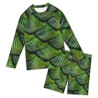 3D Snake Skin Boys Rash Guard Sets Two Pieces Bathing Suits Toddler Swimsuit