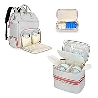 Damero Wearable Breast Pump Bag with Cooler, Compatible with Elvie Breast Pump and Double Layer Breast Pump Carrying Bag with Detachable Design and Waterproof Mat Bundle