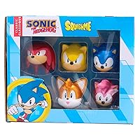 Sonic The Hedgehog SquishMe Series 1 Collectors Box 6-Pack: Stress Relief Toy, Party Favor & Fidget Toys for Kids - Entire Series 1 Set w/Sonic Figures, and Squishies