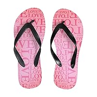 Vantaso Slim Flip Flops for Women Pink Lettering Love Yoga Mat Thong Sandals Casual Slippers