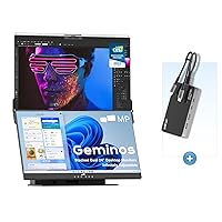 Geminos Computer Monitors with 9 in 1 Docking Station, Mobile Pixels 1080P Webcam&Speakers, 100W USB-C Charging, All-Inclusive Dual 24