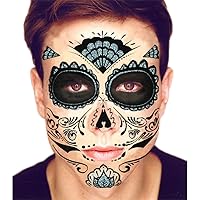 Day Of The Dead Sugar Skull Temporary Face Tattoos (GLITTER WEB)