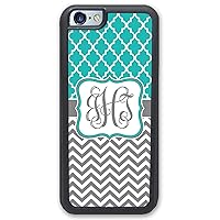 iPhone 6 6S Case, Phone Case Compatible iPhone 6 6S [4.7 inch] Teal Lattice & Grey Chevrons Monogram Monogrammed Personalized IP6S