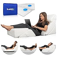Lunix 6pcs Orthopedic Bed Wedge Pillow Set, Post Surgery Memory Foam for Back, Neck and Leg Pain Relief, Sitting Pillow, Adjustable Pillows Acid Reflux and GERD for Sleeping, Hot Cold Pack, White