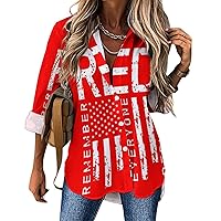 Remember Everyone Deployed Military R.E.D Casual Shirts for Women V Neck Long Sleeve Button Down Blouse Loose Tops Work Beach