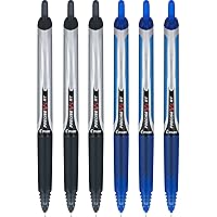 Pilot Precise V5 RT Retractable Rolling Ball Pens, Extra Fine Point, 3 Black & 3 Blue, (6 Pens)