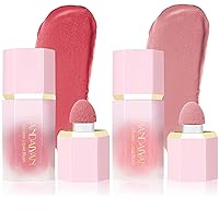 2 Pack Mousse Liquid Blush, Liquid Blush Beauty Wand with Sponge Tip Easy to Apply for a Natural Radiant Look, Matte Silky Texture, Long-Lasting, Lightweight Blush Liquid Makeup (1# Love Cake + 5# Mystery)