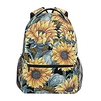 ALAZA Floral Pattern with Leaves and Sunflowers Backpack for Women Men,Travel Trip Casual Daypack College Bookbag Laptop Bag Work Business Shoulder Bag Fit for 14 Inch Laptop