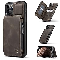 Suitable for IPhone11 Pro Max Waterproof Mobile Phone Case, RFID Function Anti-Theft Brush Protection Cover, Card Back Cover with Tactile PU, Suitable for IPhone11 RoP Max (Color : Coffee)