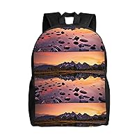 Mountain view at sunrise Printed Backpack Lightweight Laptop Bag Casual Daypack for Office Outdoor Travel