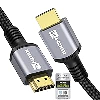 HDMI Cables 2.1 4K 8K HDR Certified 3.3FT 48Gbps 8K 10K 60Hz 4K 120Hz 2K 240Hz ALLM Freesync Dobly VRR ARC eARC HDR10+ HDCP 2.3 Compatible Gaming PS5 Xbox Soundbar Real 8K Fire TV