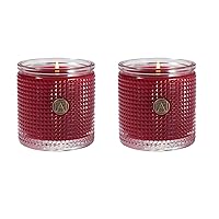 Aromatique Smell of Christmas Textured Glass Candle Set of 2 6oz Decorative Home Fragrance Aromatherapy Long Lasting Room Air Freshener Perfect Fall Decoration Luxury Glass Candle Gift 40 Hour Burn!