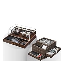 Homde Gift Bundles for Men: A 4-Slot Watch Box + A Wood Watch Display Box