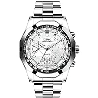 Wrist Watch for Men, Fashion Designed Analog Quartz Men's Watch with Calenda Display, Glow in The Dark Gent's Elegant Watch with Stainless Steel Strap
