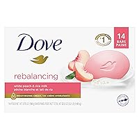 Dove Beauty Bar Soap Rebalancing White Peach & Rice Milk, 14 Count for a Nourished and Moisturized Skin, with ¼ Moisturizing Cream Plant-Based Formula, 3.75 oz