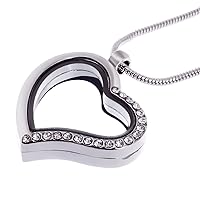 RUBYCA Living Memory Locket Snake Chain Necklace Crystal Floating Charm DIY