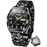 OUPINKE Men's Black Skeleton Mechanical Self-Winding Tungsten Steel Sapphire Crystal Luminous Luxury Collection Automatic Watches