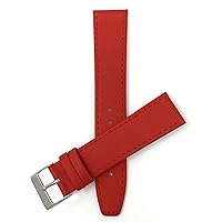 Bandini Extra Long 16mm Womens Italian Leather Watch Strap Band - Red with Stitching - Classic - Slim