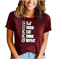 Shirt for Women Short Sleeve Basic Tees Tops Loose Fitting Summer T-Shirts Motivational Gift Top Holiday Print Tee