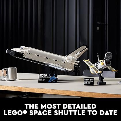 LEGO Icons NASA Space Shuttle Discovery 10283 Model Building Set - Spaceship Collection with Hubble Telescope, Detailed Display for Home or Office Decor, Gift Idea for Adults