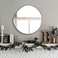Irregular Bathroom Mirror for Wall, Asymmetrical Wall Mirror for Living Room, Entryway, Modern Oval Mirror Hanging, Wall Mounted Mirror (A-24'' x 24'')