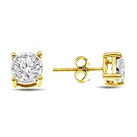 Natalia Drake 1/10-1/2 Cttw Round Brilliant Cut Diamond Stud Earrings for Women in 925 Sterling Silver Miracle Plate Color H-I/Clarity I1-I2