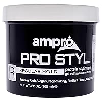 AmPro Pro Styl Styling Gel - Protects and Strengthens Your Strands - Non-Flaking, Alcohol Free, Vegan Formula - Flexible, Touchable Hold for All Hair Textures - Regular - 32 oz
