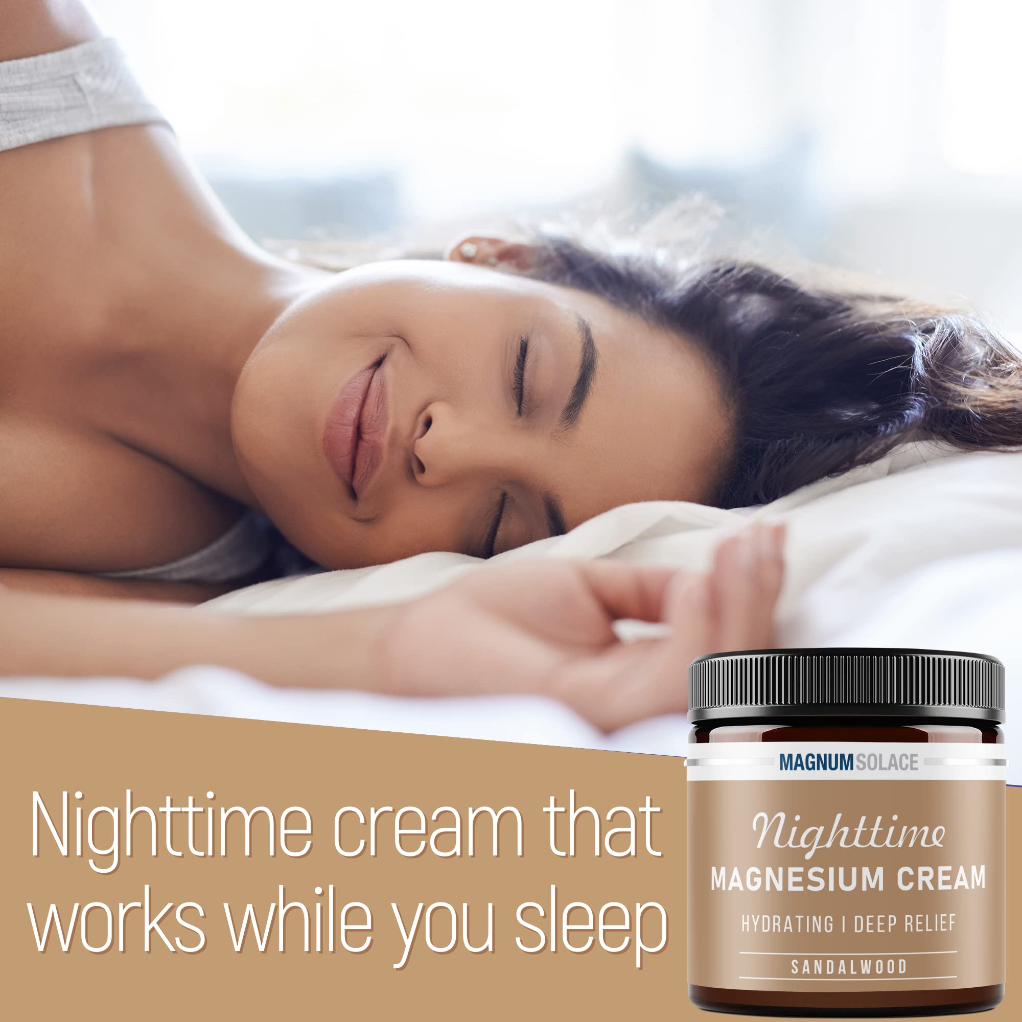 Nighttime Magnesium Cream (Sandalwood) & Large 10 LBS Bath Flakes