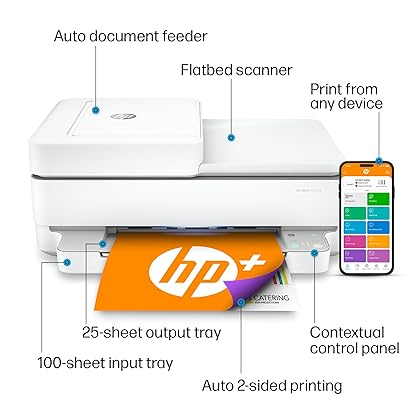 HP ENVY 6455e Wireless Color Inkjet Printer, Print, scan, copy, Easy setup, Mobile printing, Best for home, Instant Ink with HP+, white