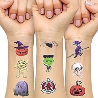 50 PCS Halloween Tattoos for Kids, 425 Patterns Halloween Temporary Tattoos, Glow in the Dark Tattoos for Halloween Party Favors, Trick or Treat Gifts Pumpkin Skeleton Ghost Tattoos Stickers