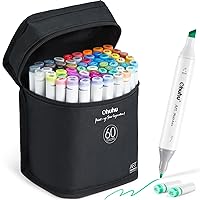 Ohuhu Markers, 48-Color Double Tipped Alcohol Markers, Chisel & Fine Alcohol-Based Art Marker Set for Adults Coloring Illustration, Great Value Pack