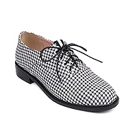 Women's Casual Dress Oxford Shoes, Vintage Brogue Saddle Oxfords, Wingtip Round Toe Lace up Shoes