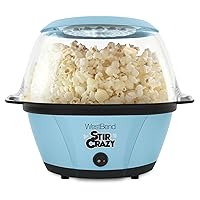 PC8270BL13 Stir Crazy Hot Oil Popcorn Popper, Popcorn Maker Machine with Large Serving Bowl Lid and Stirring Rod, 6 Qt, Blue
