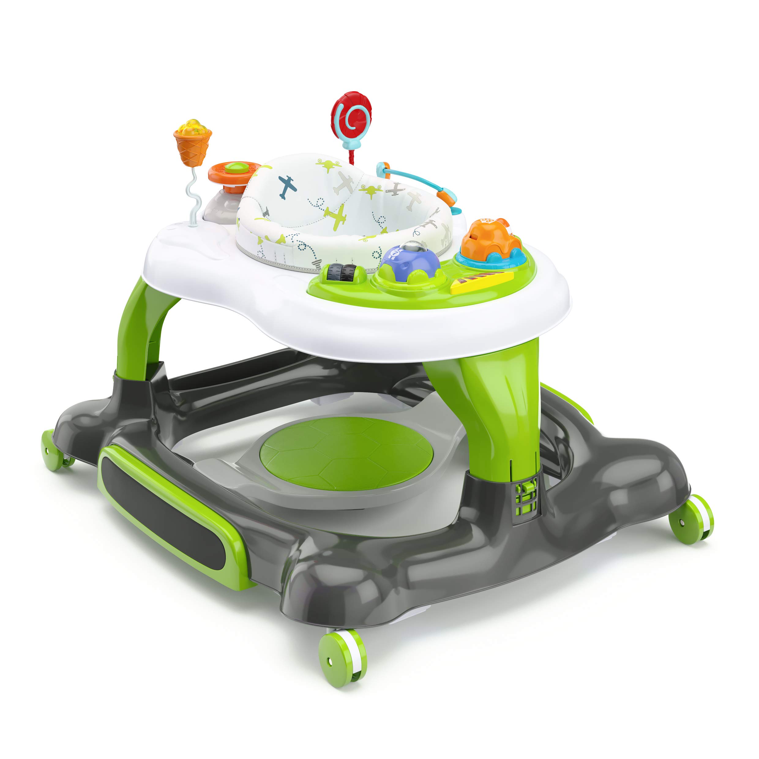 Storkcraft 3-in-1 Activity Walker and Rocker with Jumping Board and Feeding Tray, Interactive Walker with Toy Tray and Jumping Board for Toddlers and Infants, Green